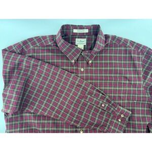 LL Bean  Shirt 2XL Tall Cotton Plaid Button Up Traditional Fit  Wrinkle Free